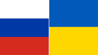 Drapeaux de Russie et Ukraine