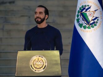 Le président salvadorien Nayib Bukele lors d’un discours officiel.