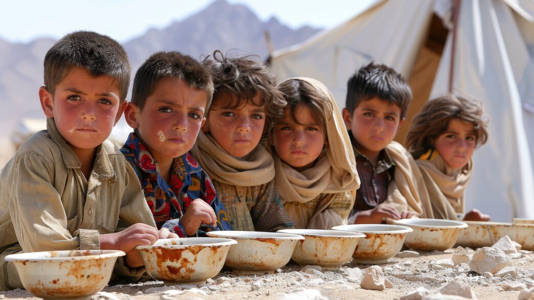Un enfant photoréaliste dans un camp de réfugiés © freepik