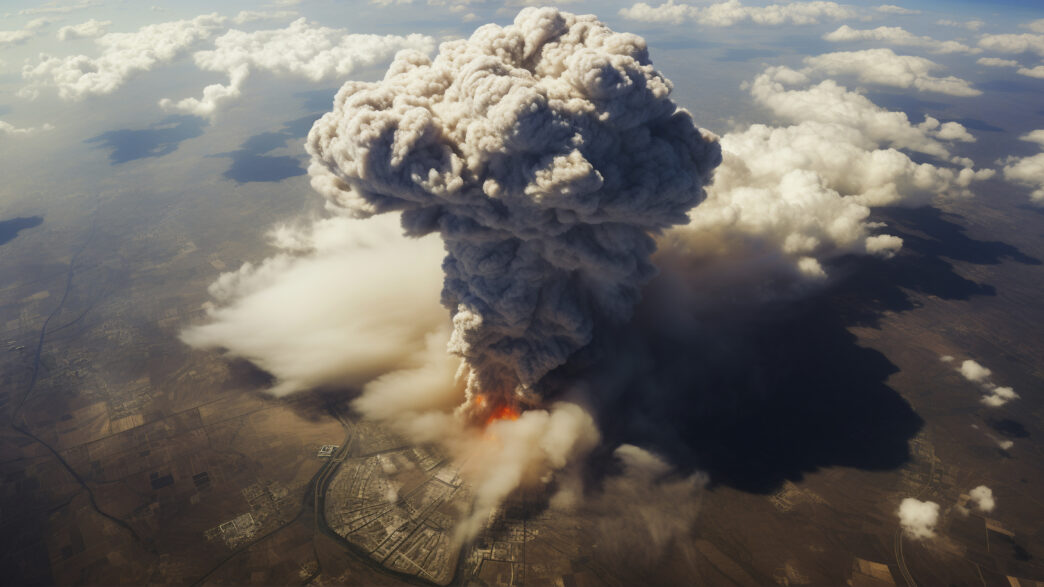 Vue de l'explosion apocalyptique d'une bombe nucléaire