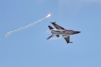 Un F-16, fin août 2025. (Thomas Traasdahl /AFP)