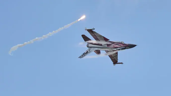 Un F-16, fin août 2025. (Thomas Traasdahl /AFP)