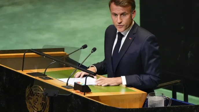 Photo: Yuki Iwamura Associated Press Le président français, Emmanuel Macron, s’est exprimé à l’ONU le lundi 22 septembre 2025.