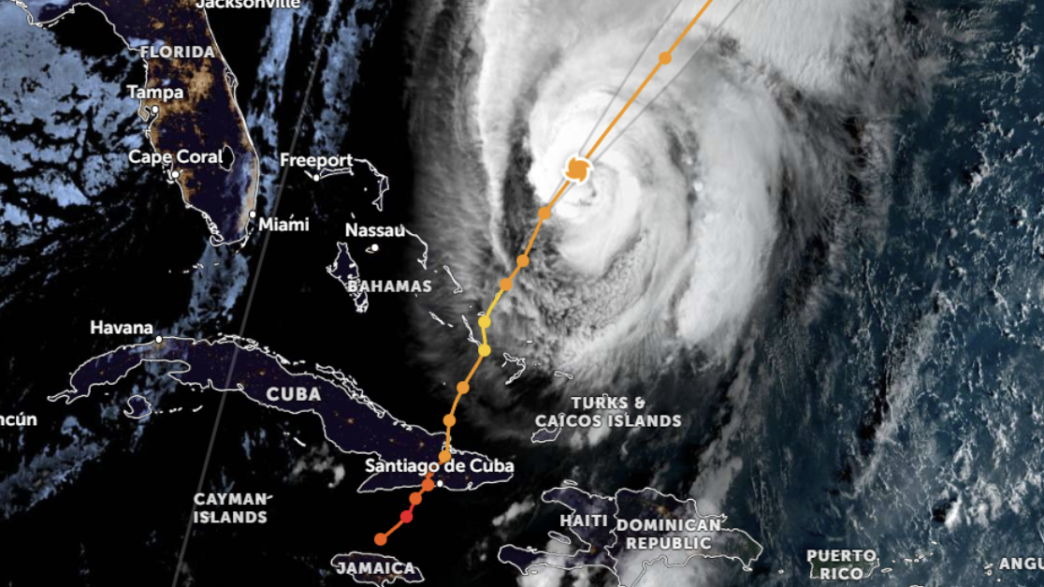 Trajectoire de l’ouragan Melissa capturée à 7 h a.m. (heure locale), le 30 octobre, sur la plateforme Zoom Earth. Crédit photo : Capture d’écran / Zoom Earth